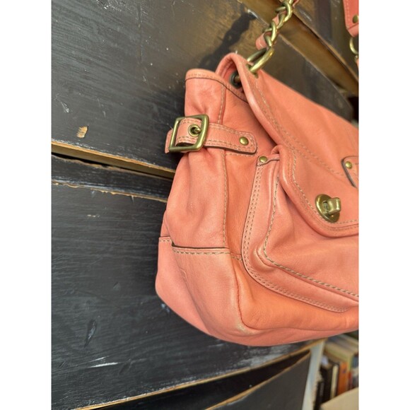 Coach 11128  Leigh Legacy Ltd Ed Pink Leather Handbag Brass Turnlock Striped - Picture 5 of 14